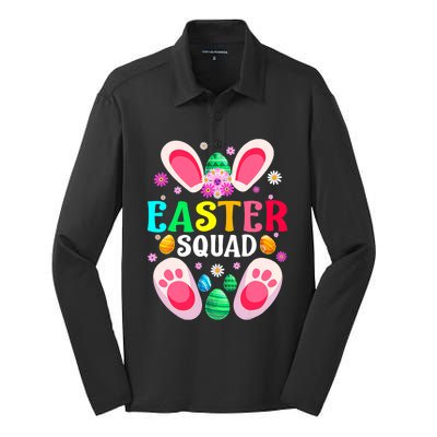 Easter Squad Family Matching Easter Day Bunny Egg Hunt Group Gift Silk Touch Performance Long Sleeve Polo