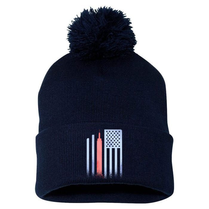 Empire State Flag Pom Pom 12in Knit Beanie