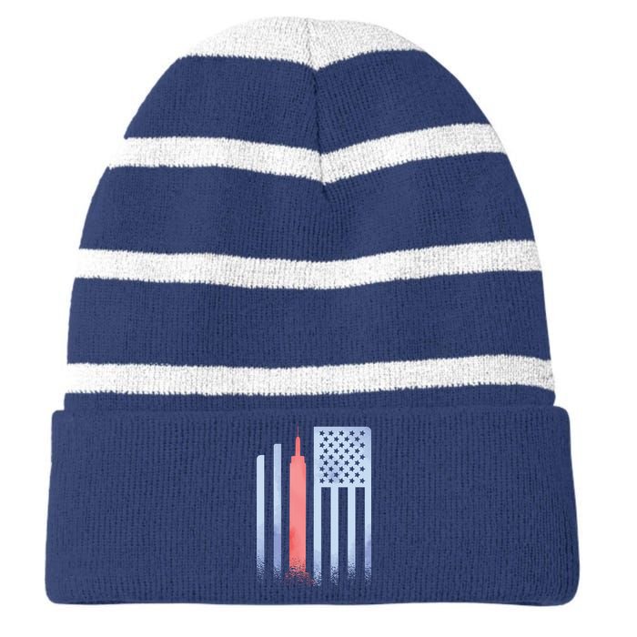 Empire State Flag Striped Beanie with Solid Band