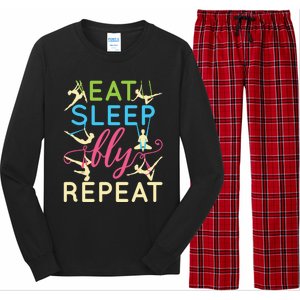 Eat Sleep Fly Repeat Gift Cute Aerial Yoga Gift Long Sleeve Pajama Set