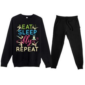 Eat Sleep Fly Repeat Gift Cute Aerial Yoga Gift Premium Crewneck Sweatsuit Set