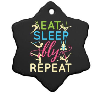 Eat Sleep Fly Repeat Gift Cute Aerial Yoga Gift Ceramic Star Ornament