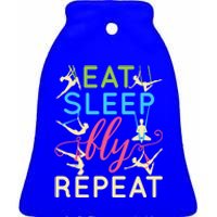 Eat Sleep Fly Repeat Gift Cute Aerial Yoga Gift Ceramic Bell Ornament