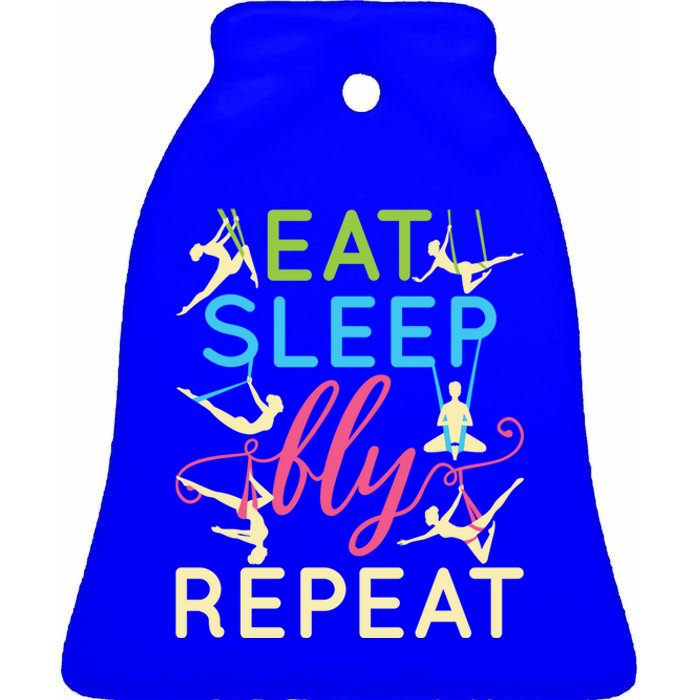 Eat Sleep Fly Repeat Gift Cute Aerial Yoga Gift Ceramic Bell Ornament