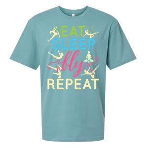 Eat Sleep Fly Repeat Gift Cute Aerial Yoga Gift Sueded Cloud Jersey T-Shirt