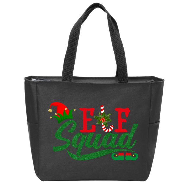 Elf Squad Festive Cute Christmas Zip Tote Bag