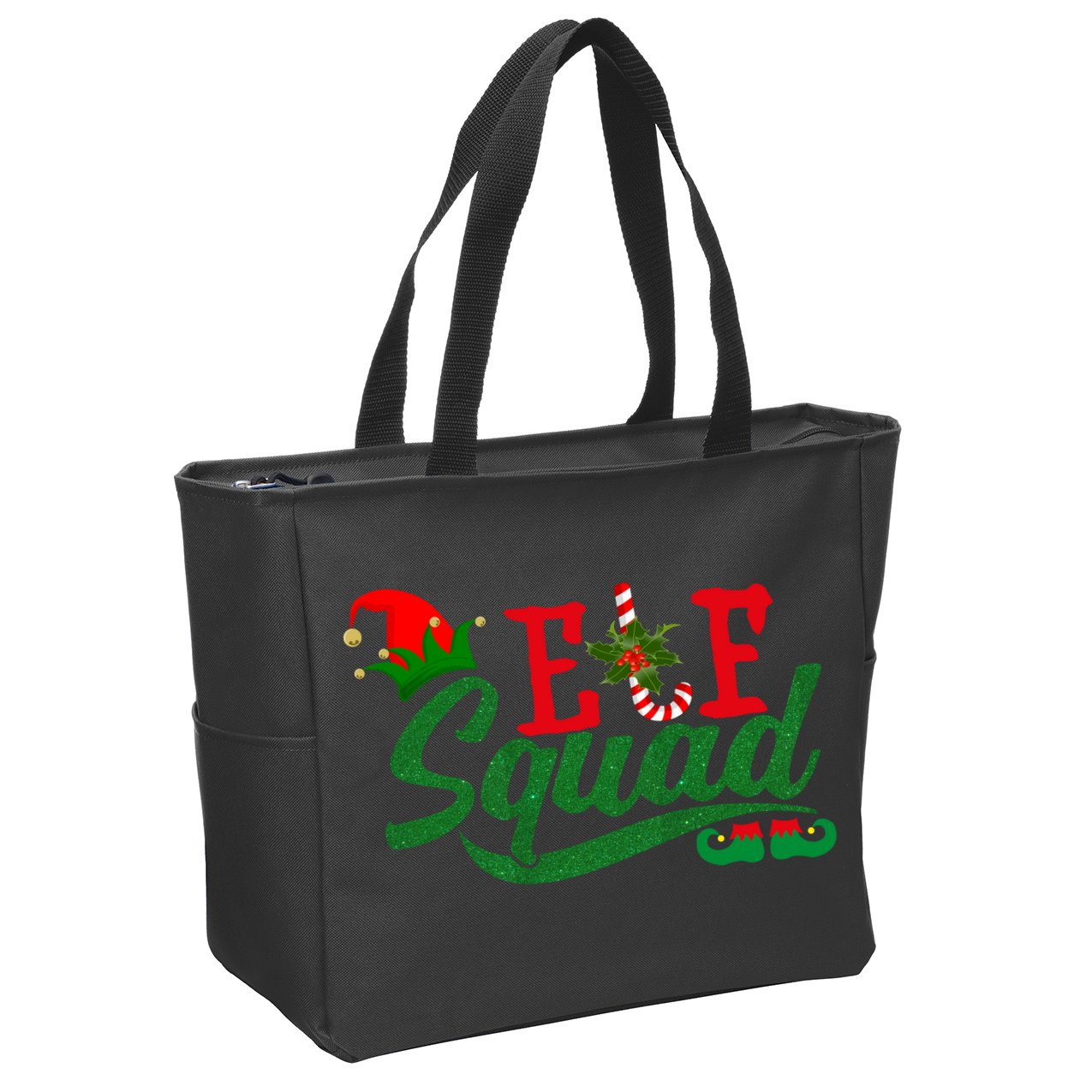 Elf Squad Festive Cute Christmas Zip Tote Bag