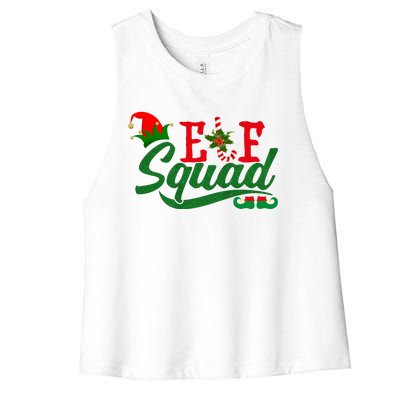 Elf Squad Festive Cute Christmas Women's Racerback Cropped Tank