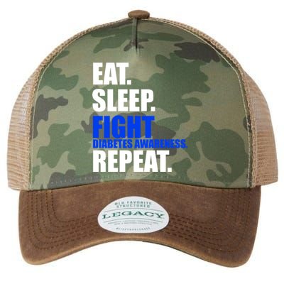 Eat Sleep Fight Diabetes Awareness Repeat Legacy Tie Dye Trucker Hat