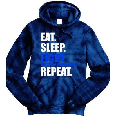 Eat Sleep Fight Diabetes Awareness Repeat Tie Dye Hoodie