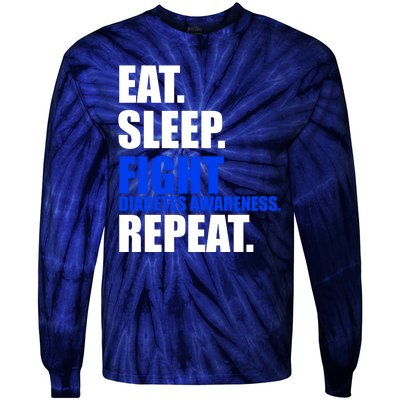 Eat Sleep Fight Diabetes Awareness Repeat Tie-Dye Long Sleeve Shirt