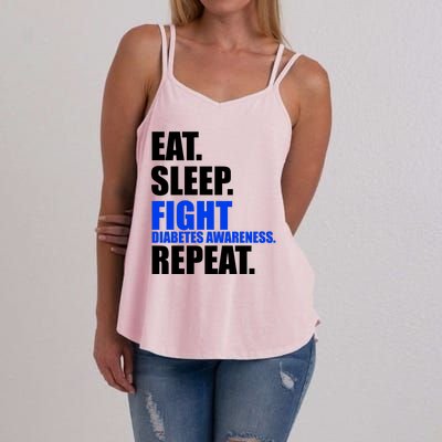 Eat Sleep Fight Diabetes Awareness Repeat Women's Strappy Tank