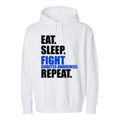 Eat Sleep Fight Diabetes Awareness Repeat Garment-Dyed Fleece Hoodie