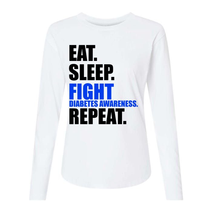 Eat Sleep Fight Diabetes Awareness Repeat Womens Cotton Relaxed Long Sleeve T-Shirt