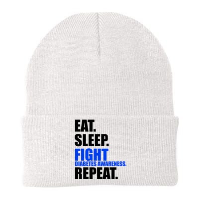 Eat Sleep Fight Diabetes Awareness Repeat Knit Cap Winter Beanie