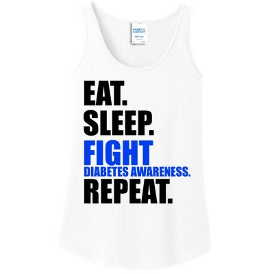 Eat Sleep Fight Diabetes Awareness Repeat Ladies Essential Tank