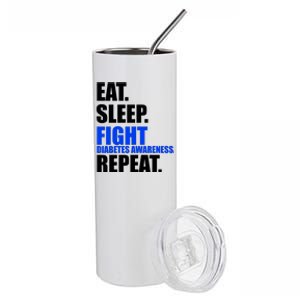 Eat Sleep Fight Diabetes Awareness Repeat Stainless Steel Tumbler