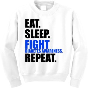 Eat Sleep Fight Diabetes Awareness Repeat Kids Sweatshirt