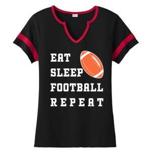 Eat Sleep Football Repeat Ladies Halftime Notch Neck Tee