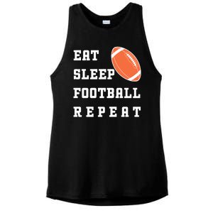 Eat Sleep Football Repeat Ladies PosiCharge Tri-Blend Wicking Tank