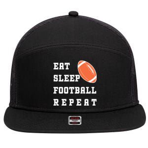 Eat Sleep Football Repeat 7 Panel Mesh Trucker Snapback Hat