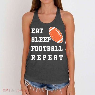 Eat Sleep Football Repeat Women's Knotted Racerback Tank