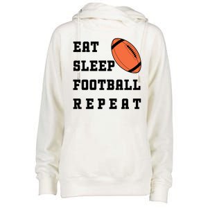 Eat Sleep Football Repeat Womens Funnel Neck Pullover Hood