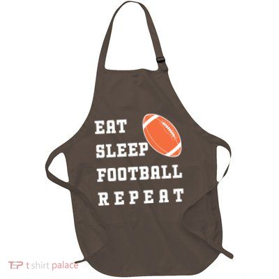 Eat Sleep Football Repeat Full-Length Apron With Pockets