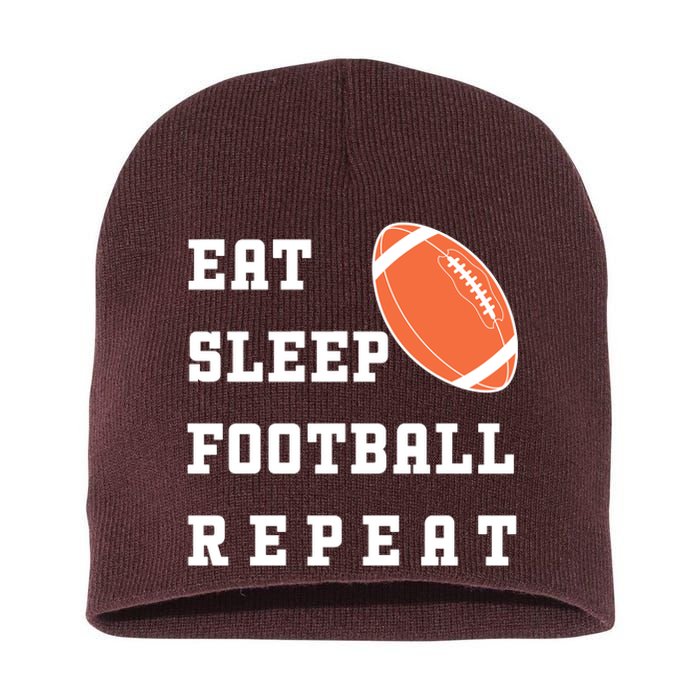 Eat Sleep Football Repeat Short Acrylic Beanie