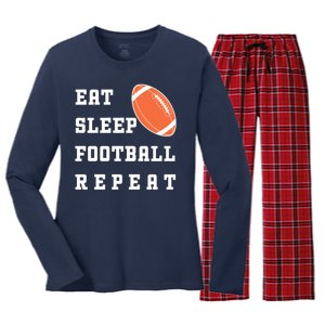 Eat Sleep Football Repeat Women's Long Sleeve Flannel Pajama Set 