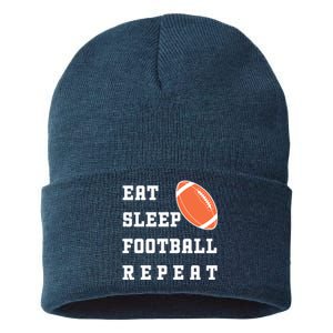 Eat Sleep Football Repeat Sustainable Knit Beanie