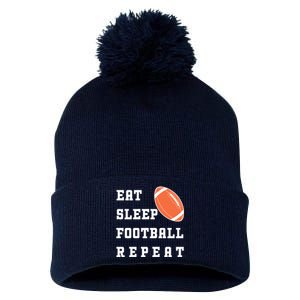 Eat Sleep Football Repeat Pom Pom 12in Knit Beanie