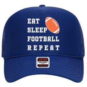 Eat Sleep Football Repeat High Crown Mesh Back Trucker Hat