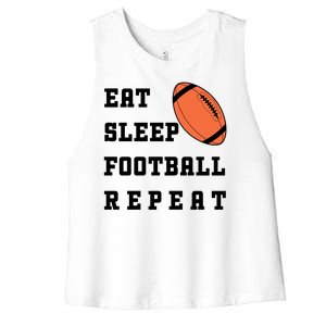 Eat Sleep Football Repeat Women's Racerback Cropped Tank