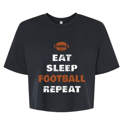 Eat Sleep Football Repeat Love Football Vintage Gift Bella+Canvas Jersey Crop Tee