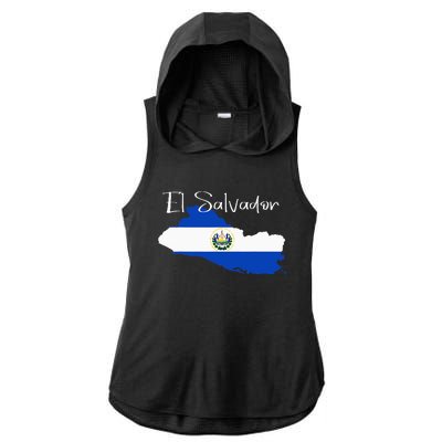 El Salvador Flag  El Salvador Map Salvador Ladies PosiCharge Tri-Blend Wicking Draft Hoodie Tank