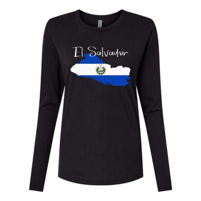 El Salvador Flag  El Salvador Map Salvador Womens Cotton Relaxed Long Sleeve T-Shirt