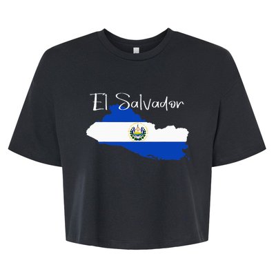 El Salvador Flag  El Salvador Map Salvador Bella+Canvas Jersey Crop Tee