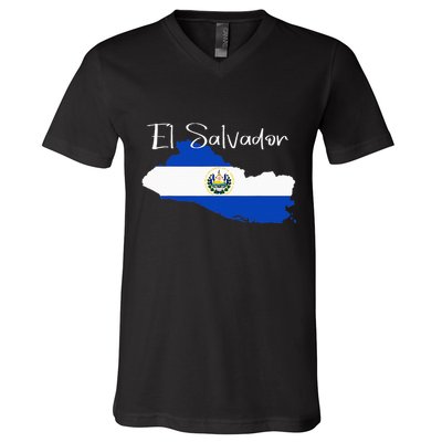 El Salvador Flag  El Salvador Map Salvador V-Neck T-Shirt