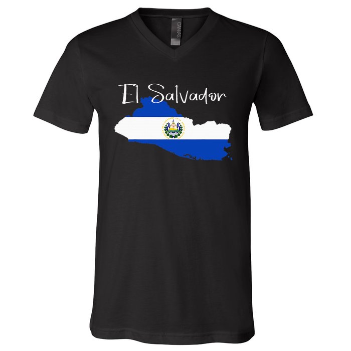 El Salvador Flag  El Salvador Map Salvador V-Neck T-Shirt