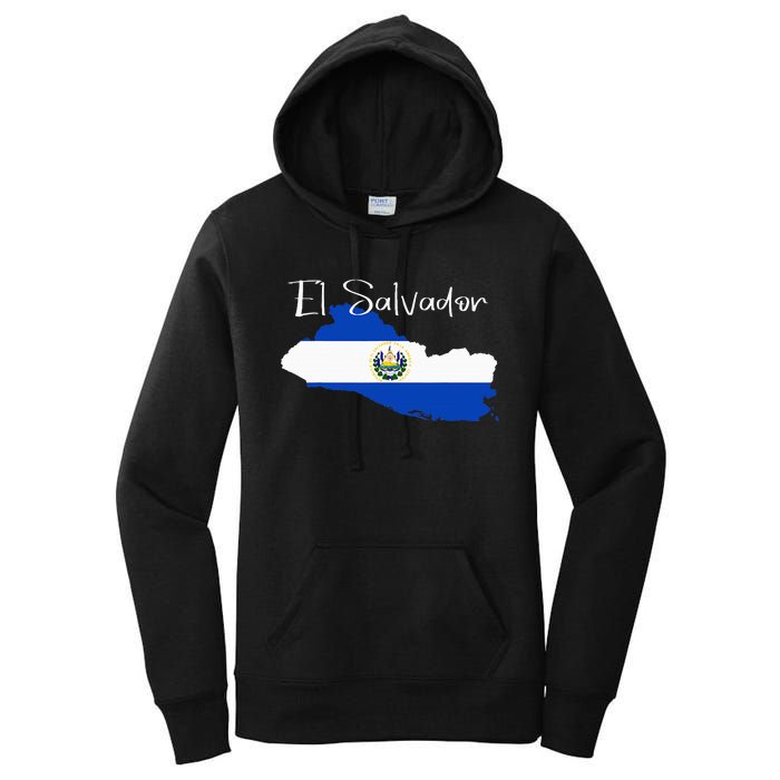 El Salvador Flag  El Salvador Map Salvador Women's Pullover Hoodie