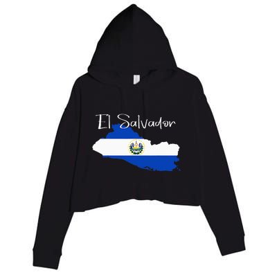 El Salvador Flag  El Salvador Map Salvador Crop Fleece Hoodie