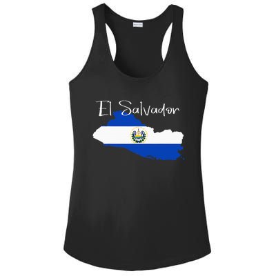 El Salvador Flag  El Salvador Map Salvador Ladies PosiCharge Competitor Racerback Tank