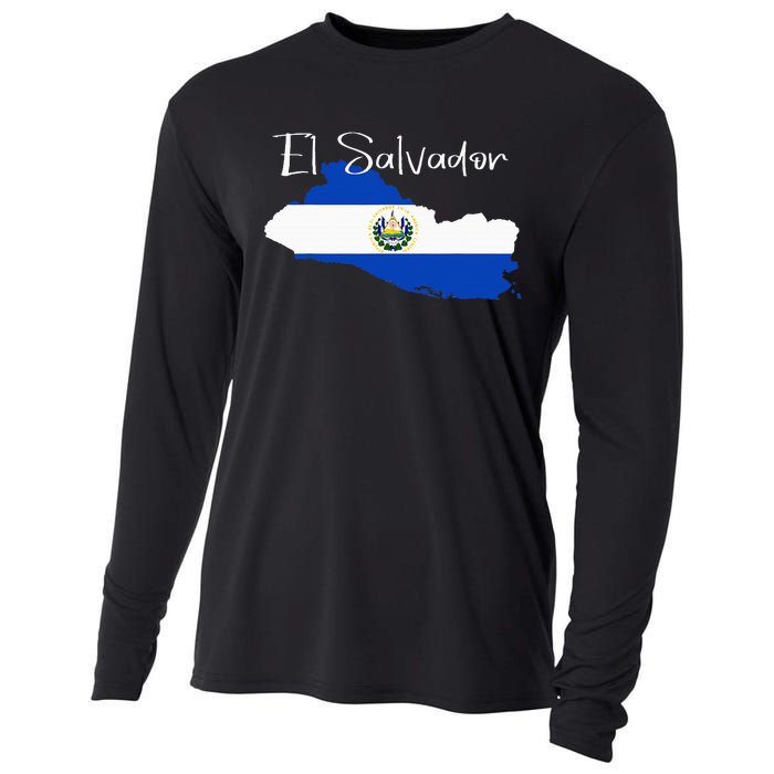 El Salvador Flag  El Salvador Map Salvador Cooling Performance Long Sleeve Crew