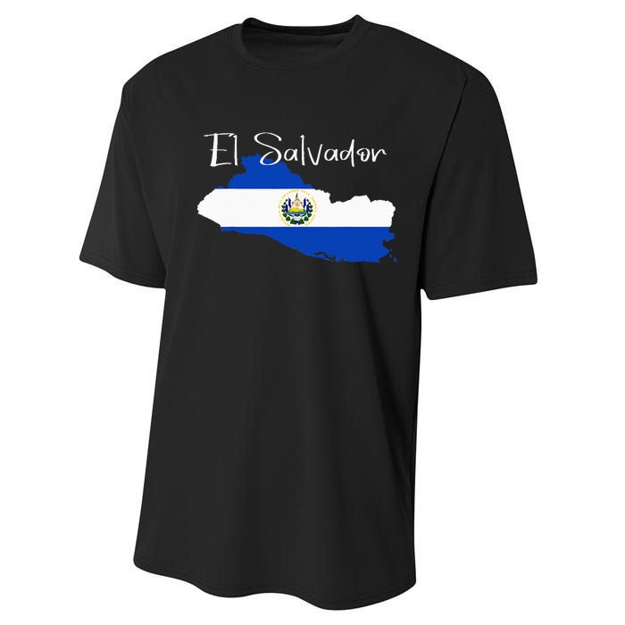 El Salvador Flag  El Salvador Map Salvador Performance Sprint T-Shirt