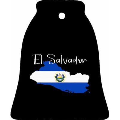 El Salvador Flag  El Salvador Map Salvador Ceramic Bell Ornament