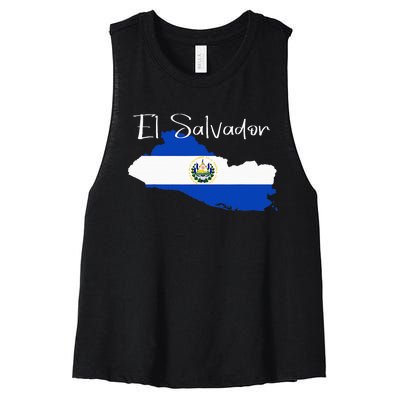 El Salvador Flag  El Salvador Map Salvador Women's Racerback Cropped Tank