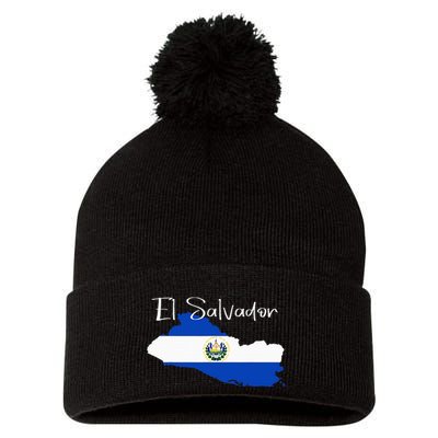 El Salvador Flag  El Salvador Map Salvador Pom Pom 12in Knit Beanie