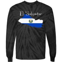 El Salvador Flag  El Salvador Map Salvador Tie-Dye Long Sleeve Shirt