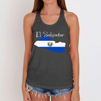 El Salvador Flag  El Salvador Map Salvador Women's Knotted Racerback Tank